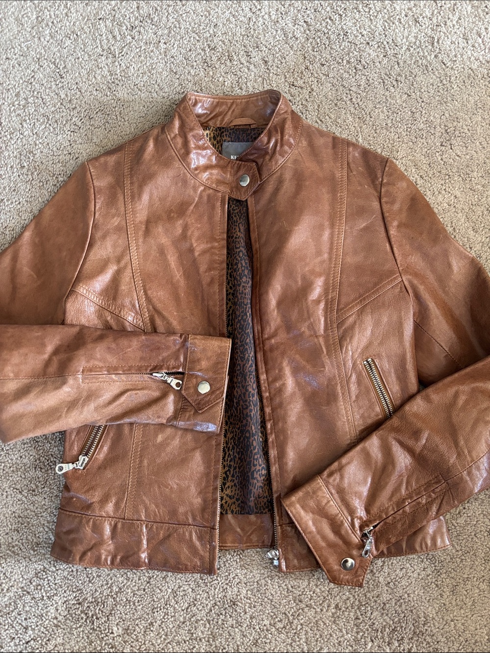 Leather biker style jacket